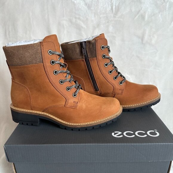NIB! Ecco Elaina Lace Hydromax Ankle Boot 202123 Womens Size 5-5.5 Cognac/Brown - Picture 4 of 12